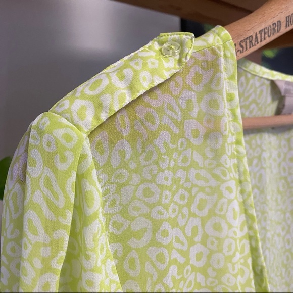 Banana Republic neon yellow animal print sheer button down shirt - Picture 6 of 14